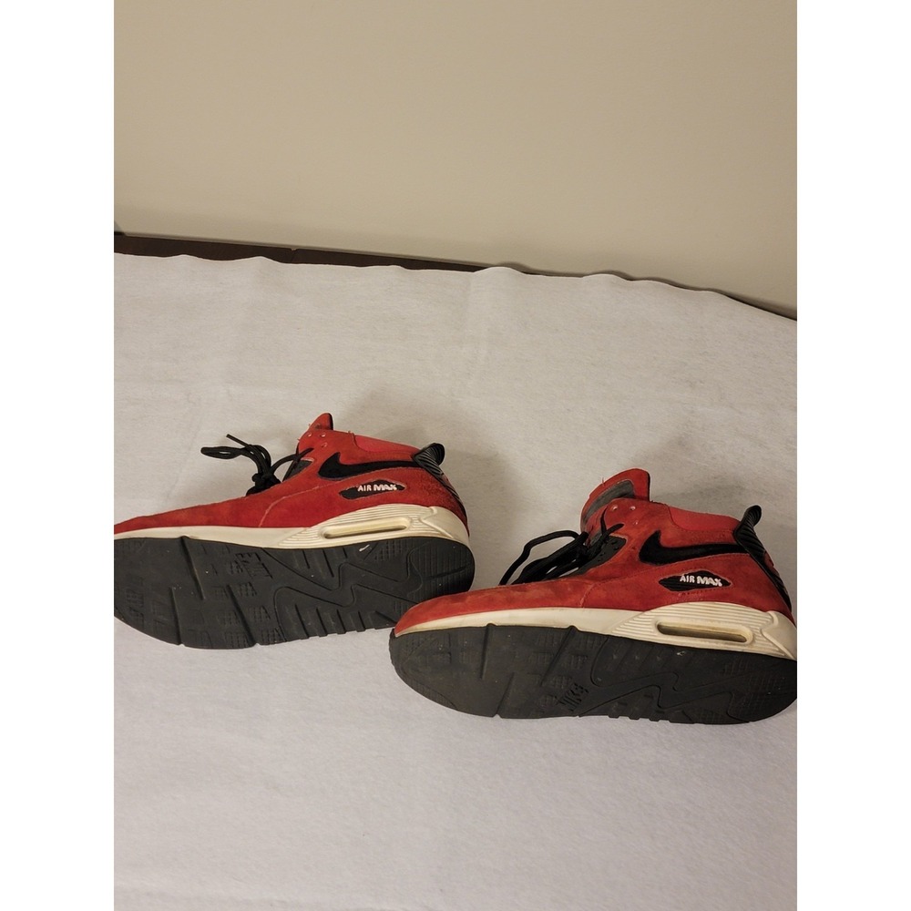 Nike Air Max 90 Mid Sneakers Men's Red Black Lace-Up Casual High Top‎ Athletic 8 - Picture 7 of 7